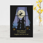 Carte Fille et fils en droit Chiens mignons d'Halloween (Fleur jaune)