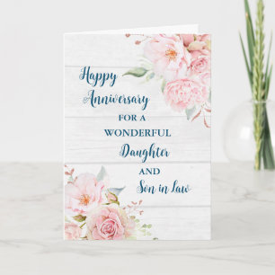 Carte Fille et Fils Floral en Droit Anniversaire Mariage