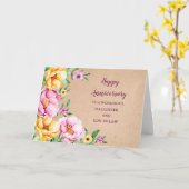 Carte Fille et Fils Floral en Droit Anniversaire Mariage (Fleur jaune)
