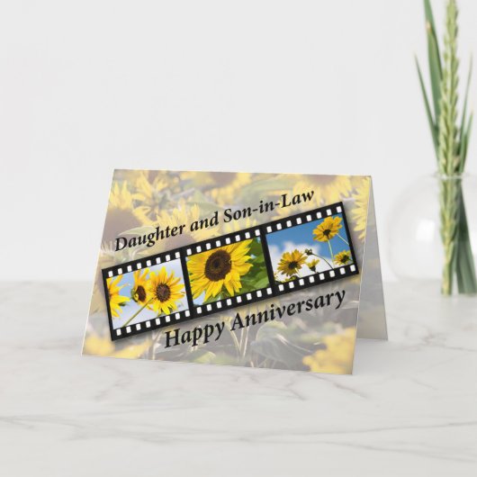 Carte Fille et gendre, Fil de tournesol Anniversaire (Devant)