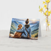 Carte Fille et Golden Retriever animal de compagnie perd (Fleur jaune)