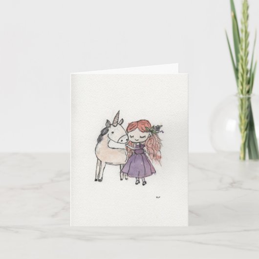 Carte Fille et licorne petite (Devant)