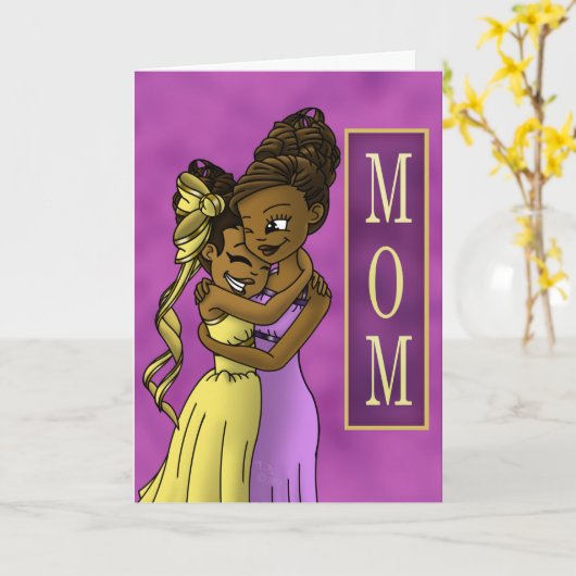 Carte Fille et mère afro-américaines (Fleur jaune)