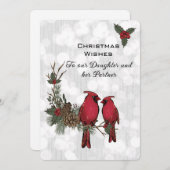 Carte Fille et partenaire Cardinal Rouge Noël (Devant / Derrière)