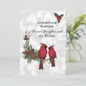 Carte Fille et partenaire Cardinal Rouge Noël (Debout devant)