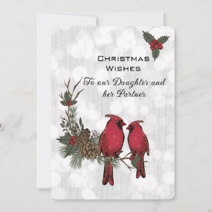 Carte Fille et partenaire Cardinal Rouge Noël