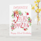 Carte FILLE EXTRAORDINAIRE À VOTRE 32e ANNIVERSAIRE (Fleur jaune)