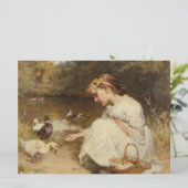 Carte Fille faire des amis avec des canards (Frederick M (Debout devant)