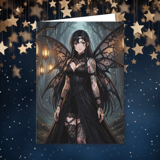 Carte Fille Fée Anime Gothique | Vierge 