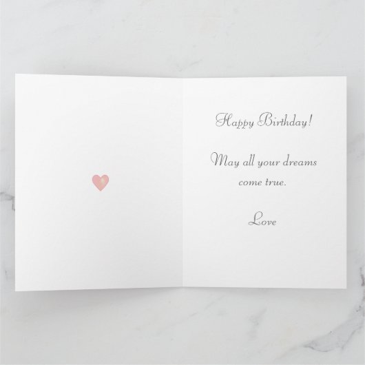 Carte Fille fée mignonne avec fleur sur bleu clair Anniv (Intérieur)