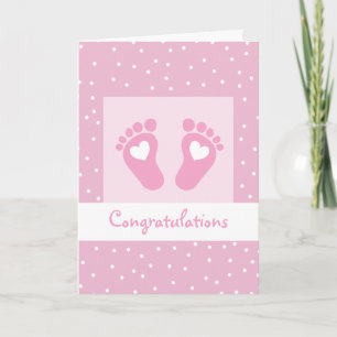 Carte Fille Félicitations Bébé Pieds Rose