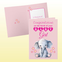 Fille félicitations éléphant rose