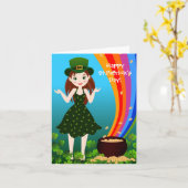 Carte Fille fête Saint Patrick (Fleur jaune)