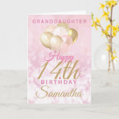 Carte Fille-fille glamour 14e ballon d'anniversaire (Fleur jaune)