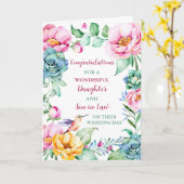 Carte Fille & Fils en droit Jour de mariage Félicitation (Fleur jaune)