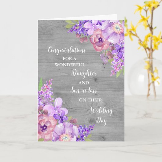 Carte Fille & Fils en droit Jour de mariage Félicitation (Fleur jaune)