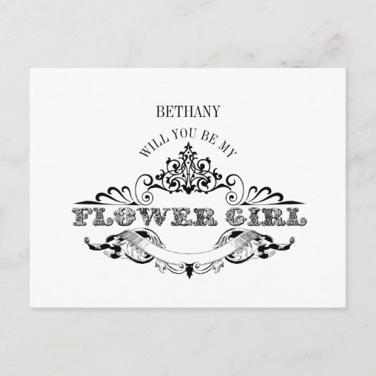 Carte Fille Fleurie Cadre Vintage (Devant)