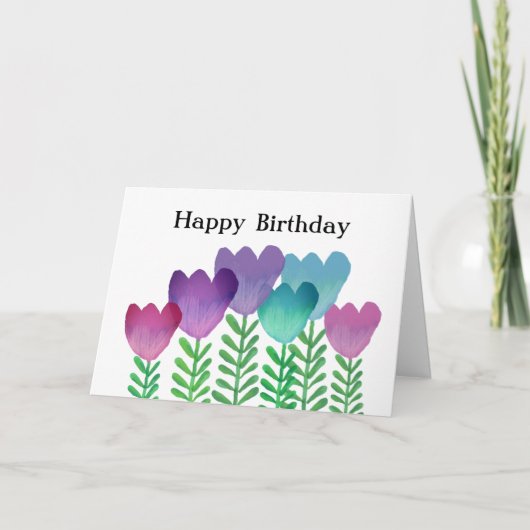 Carte Fille Fleurs colorées Joyeux anniversaire (Devant)
