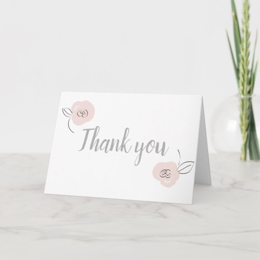 Carte Fille Fleurs simples Gris Et Rose Clair (Devant)
