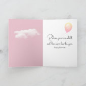 Carte Fille Flottant Dans Les Nuages Avec Ballon (Intérieur)