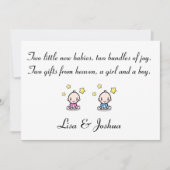 Carte Fille / Garçon Customisé Twin Babies Félicitations (Devant)