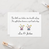 Carte Fille / Garçon Customisé Twin Babies Félicitations (Devant/Arrière en situation)