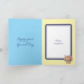 Carte Fille gerbera bleu jaune anniversaire (Intérieur)