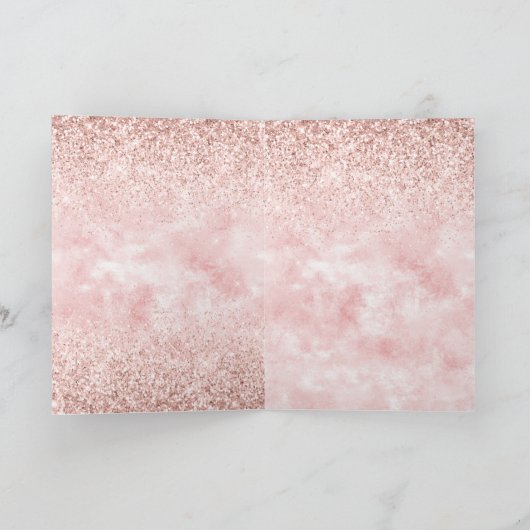 Carte Fille Glam Blush rose violet Parties scintillant U (Intérieur)