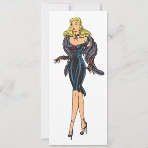 Carte Fille glamour magnifique vintage rétro blonde pin-
