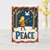 Carte Fille Hiver Paix (Fleur jaune)