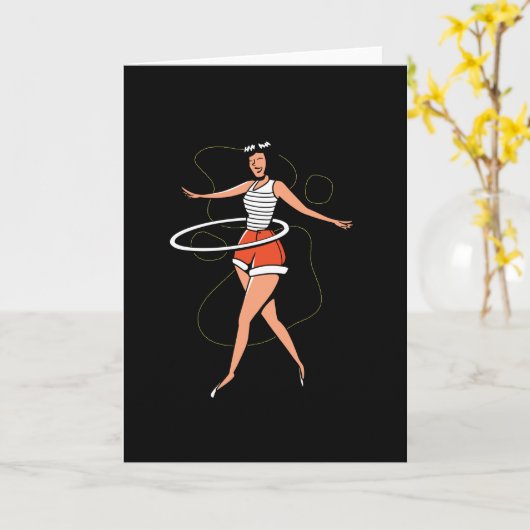 Carte Fille hula hoop (Fleur jaune)