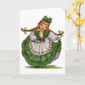 Carte Fille irlandaise vintage, (Fleur jaune)