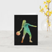 Carte Fille jouant au basket (Fleur jaune)