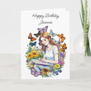 Carte Fille, Journal, Papillons Anniversaire Personnalis