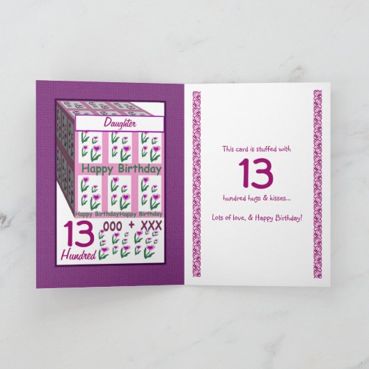 Carte FILLE - Joyeux 13e anniversaire (Intérieur)