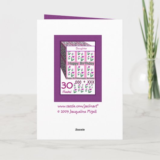 Carte FILLE - Joyeux 30e anniversaire (Dos)