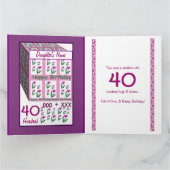 Carte FILLE Joyeux 40e anniversaire avec fleurs (Intérieur)