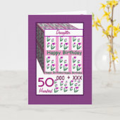 Carte FILLE - Joyeux 50e anniversaire (Fleur jaune)