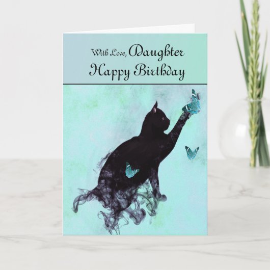 Carte Fille / Joyeux anniversaire - Chat Silhouette (Devant)