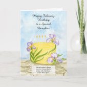 Carte Fille Joyeux Anniversaire Février Iris Gâteau (Devant)