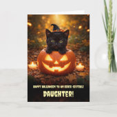 Carte Fille Joyeux Halloween Mignon Chat Noir Chatons (Devant)