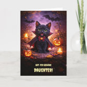 Carte Fille Joyeux Halloween Mignon Chat Vampire Chaton (Devant)
