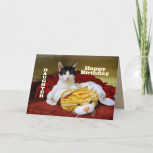 Carte Fille Joyeux Kitten d'anniversaire avec Tigre de J