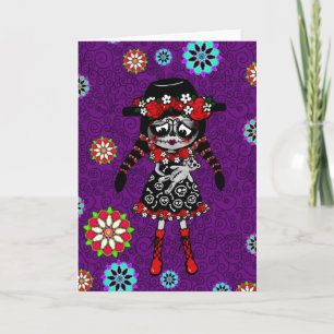 Carte Fille Kawaii Día de Muertos personnalisée