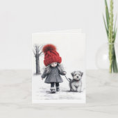 Carte Fille Marchant Son Chien (Devant)