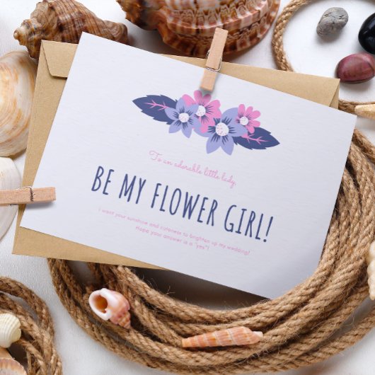 Carte fille Mariage bleu et lavande