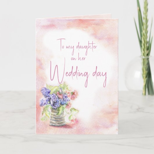 Carte Fille Mariage Jour Aquarelle Floral (Devant)