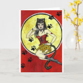 Carte fille "Meow" (Fleur jaune)