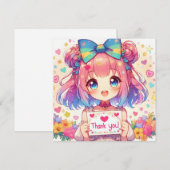 Carte fille Merci Anime (Devant / Derrière)
