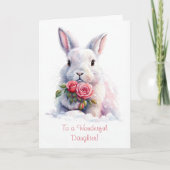 Carte Fille mignonne Doux Joyeux Valentines Jour Lapin (Devant)